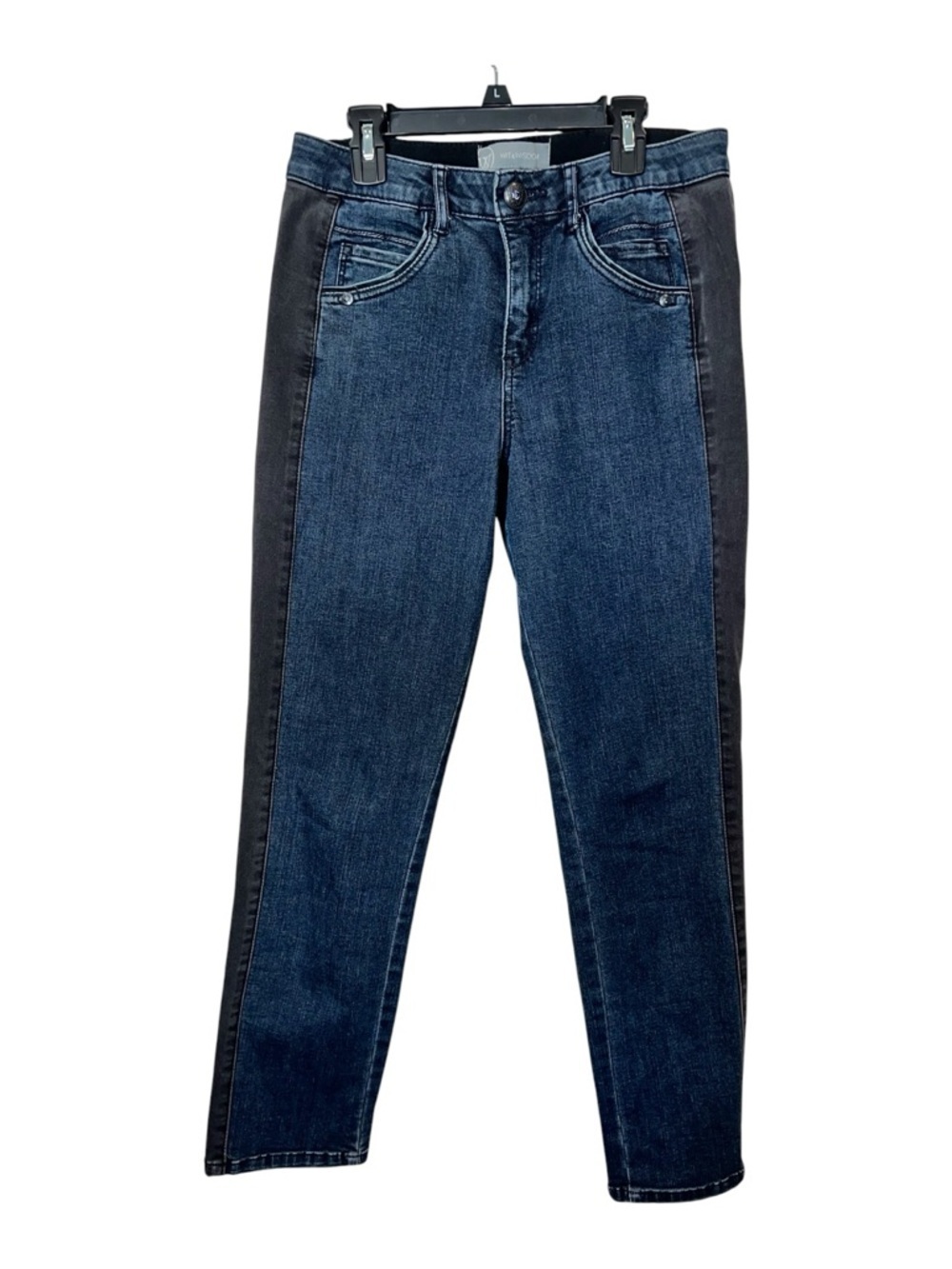 Wit & Wisdom AbSolution High Rise Slim Straight Crop Jeans Tuxedo Stripe Sz 6